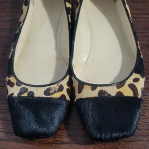 Calvin Klein Leopard Print Flats with Black Cap Toe